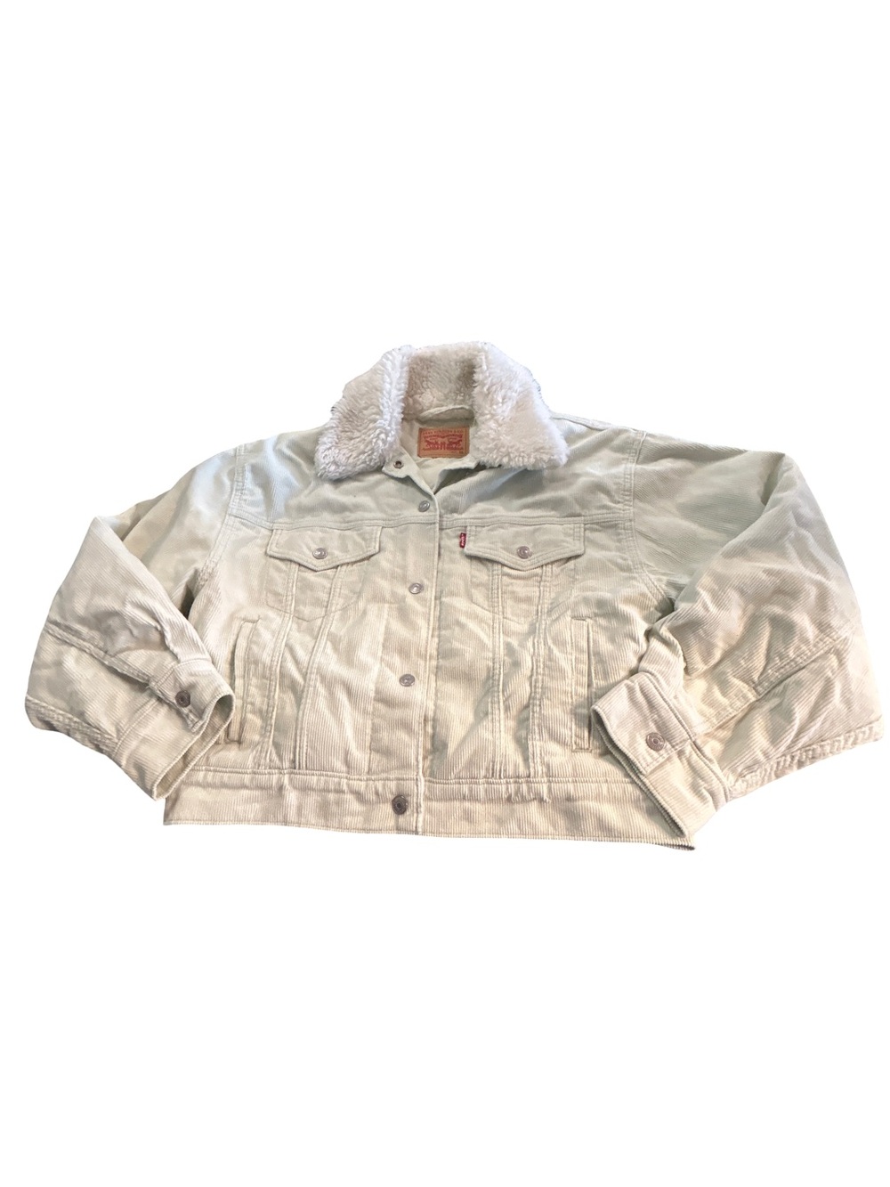 Levi’s Y2K Style Corduroy Sherpa Trucker Jacket Mint Cabincore XS Granola Girl
